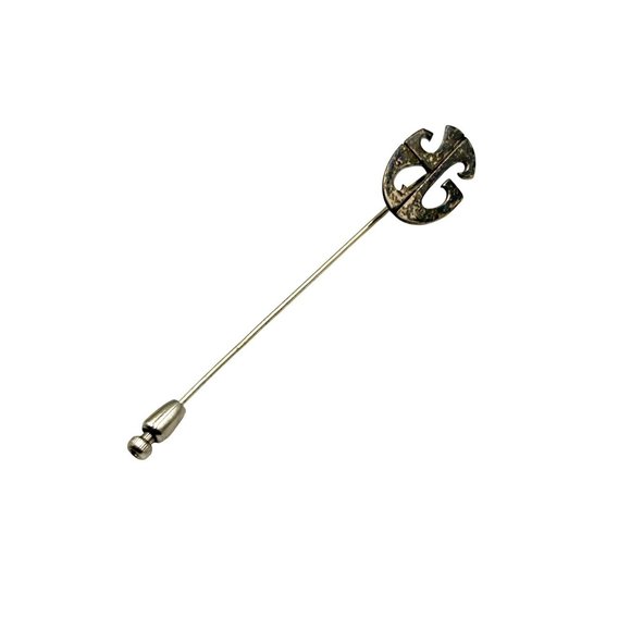 Monogram JCG Sterling Silver Stick Pin Vintage Lapel Hat Pin with Letter Initial - Picture 1 of 6